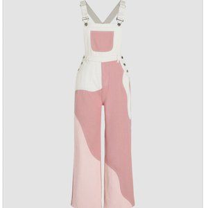 Denim Patchy Pinafore Wide Leg Jumpsuit